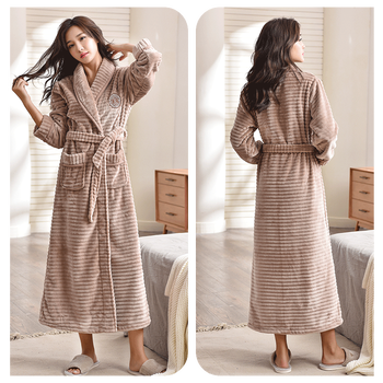 shuyan睡袍女睡衣秋冬季加厚超长款拖地浴袍保暖性感法兰绒家居服