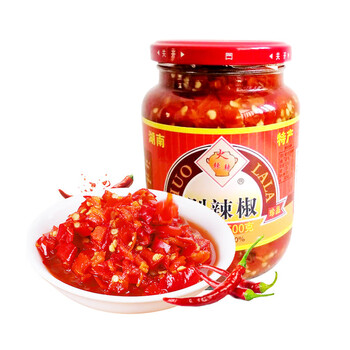 上海可发湖南特产火辣辣精制剁辣椒500g3瓶开味下饭蒸鱼调味料辣椒酱