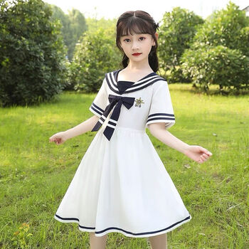 艾诺轮女童公主裙春夏4-12岁中大童初中生夏款裙薄款洋气连衣裙小女孩