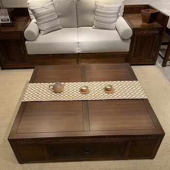 新中式沙发乌金木简约现代客厅别墅禅意高档实木组合家具乌金檀木爱里