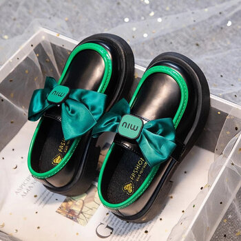 女童鞋小皮鞋新款儿童公主乐福鞋软底韩版女孩单鞋学生方口鞋黑色25