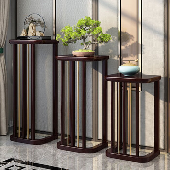 花架子客厅落地式禅意置物架阳台室内盆景花几层架边几矮花架383065cm
