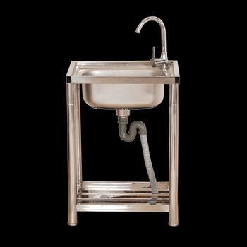 厨房304不锈钢水槽加厚单槽双槽水池家用带支架平台洗手盆洗菜盆冷热