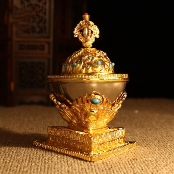 藏传佛教用品密宗法器灌顶修行颅器圣水嘎巴拉碗供杯摆件大号金属托巴