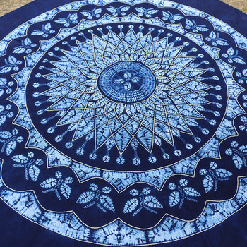 云南蜡染桌布云南白族扎染蜡染圆桌布土布酒吧茶楼桌布家居布艺直径
