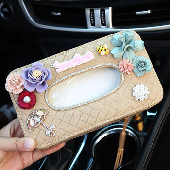 创意手工汽车用品车载纸巾盒车内纸抽遮阳板挂式餐巾多功能抽纸盒精致