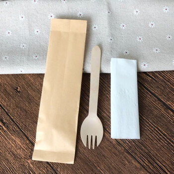 可降解环保勺叉一次性木质叉勺冰淇淋勺子叉子甜品勺可降解16cm叉勺纸