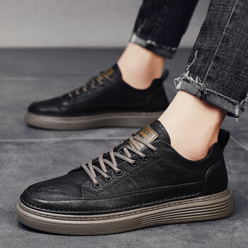 wenzhuang  男鞋2023年新款英伦板鞋男士黑色正装工作
