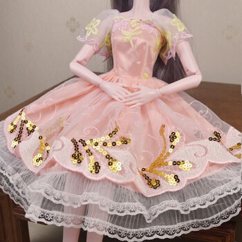 罗丽60厘米芭比娃娃裙子bjd换装娃娃套装女孩公主婚纱套装黄色礼裙60