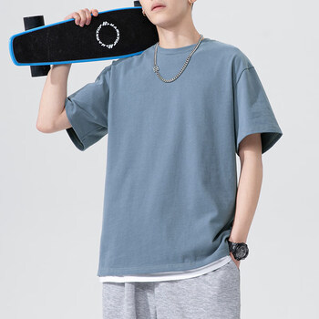 短袖t恤男宽松潮牌纯棉白色衣服冰丝半袖男装打底衫夏季夏天潮流百搭