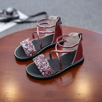 安踏迪士尼disney女童凉鞋儿童公主鞋洋气鞋夏20新款小女孩罗马鞋鞋