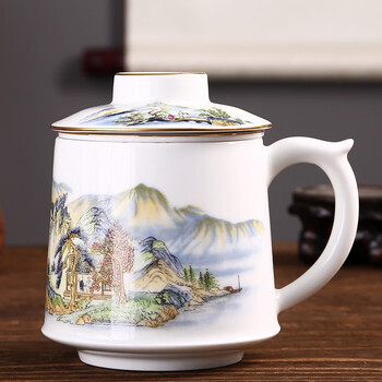 厨具>茶具>茶杯>景德镇陶瓷杯茶水分离泡茶水杯三件套送长辈老师礼品