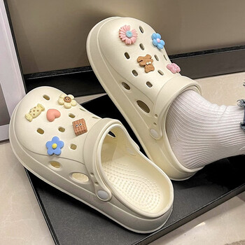 利达妮洞洞鞋女士踩屎感防滑厚底旅行沙滩平底凉鞋包头拖鞋女夏季外穿