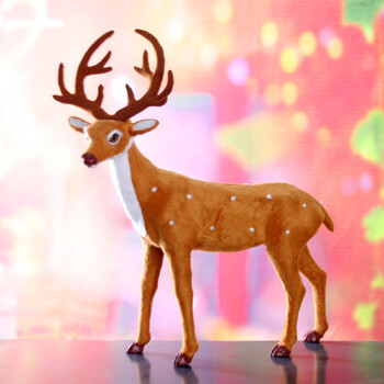 海蓝蓝仿真动物圣诞鹿公仔节日装饰麋鹿礼物客厅桌面摆件梅花鹿毛绒