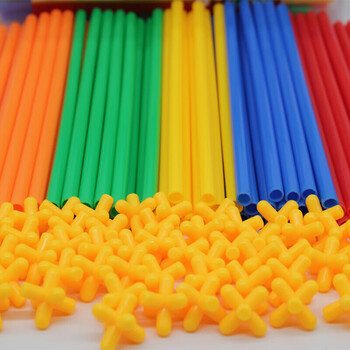 幼儿园建构区材料中班大班玩教具拼插搭儿童玩具袋装10050吸管50接头