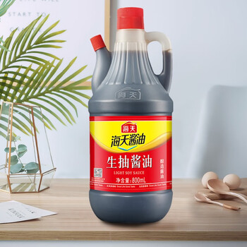 海天生抽酱油800ml/桶 酿制凉菜炒菜火锅蘸食调味品家庭装家用 生抽