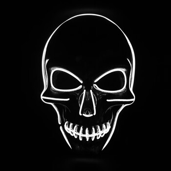死神搞怪面具全脸发光舞蹈道具创意人气新款恐怖鬼头骷髅面罩纯白色