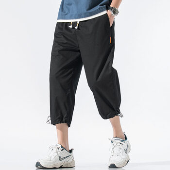 八分裤男夏季潮流潮牌个性拼接青年宽松休闲八分抽绳束脚薄款夏天男装