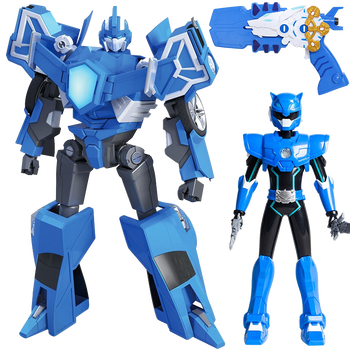 rohde迷你特工队x玩具s1经典弗特赛米声光变形装备机甲变形合体人偶