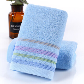 不易掉毛加厚亲肤洗脸家用洗澡毛巾浅蓝色啄木鸟彩虹一条装72x32cm