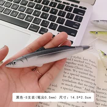 5黑色圆珠笔 5条黑色小鱼