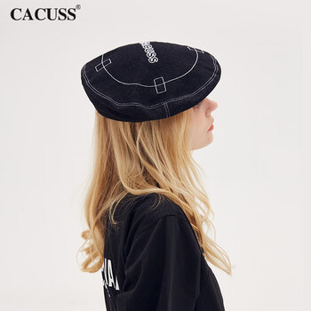 Cacuss帽子女秋冬贝雷帽日系二次元帽子显脸小黑色牛仔帽女秋冬l0195 黑色适合头围57cm左右 图片价格品牌报价 京东