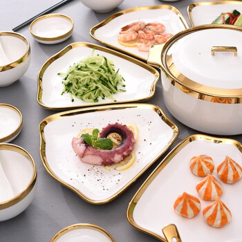 媛丝怡 圆桌扇形盘子菜盘家用网红团圆拼盘餐具拼盘餐具组合碗碟套装