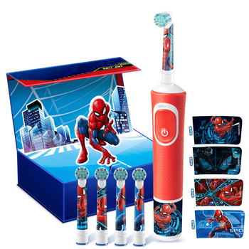 欧乐b儿童电动牙刷小圆头充电式牙刷清洁牙齿呵护牙龈蜘蛛侠款萌趣