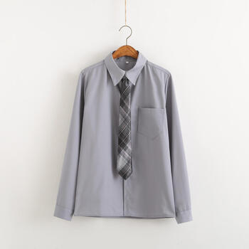 男生灰色长袖衬衫(灰格领带) xl