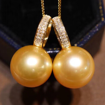 南洋半岛南洋金珍珠耳环海水耳饰耳钉18k金镶钻轻奢送生日礼物136mm