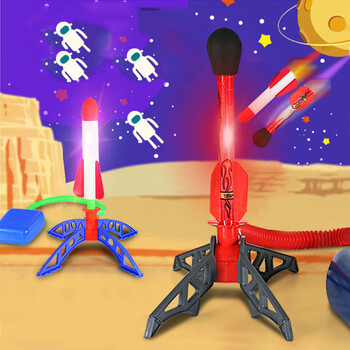 冲天火箭玩具儿童脚踩发射飞天火箭发光玩具幼儿园户外玩具双人脚踩六