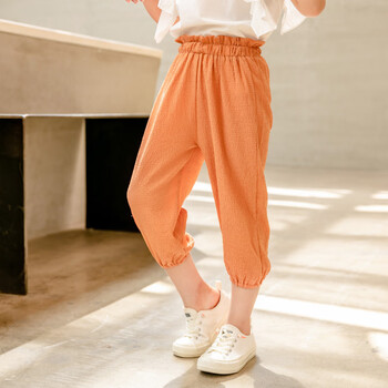 伽文女童夏季新款七分裤薄款宽松版弹力防蚊裤中大童小学生女孩童裤子