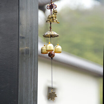 麒麟金属风铃挂饰铜铃铛挂门田园家居壁挂吊饰门铃 麒麟3个铃铛