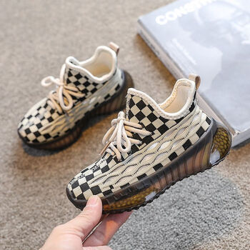 鞋椰子鞋儿童春款布鞋网面透气防臭男大童运卡其色双网28码内长175