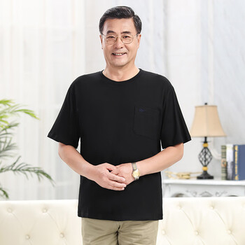 杉杉firs高档中老年短袖t恤男士纯棉汗衫圆领宽松老头衫夏季爸爸短袖