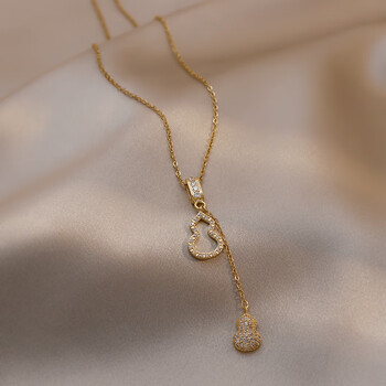 施华洛世奇同类型新年葫芦项链女2023年新款轻奢小众设计感锁骨链金色