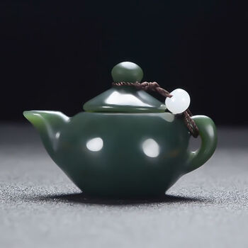 缘诗芸特价捡漏新疆和田玉青玉玉石玩件玉手把件茶壶小摆件把把壶茶具