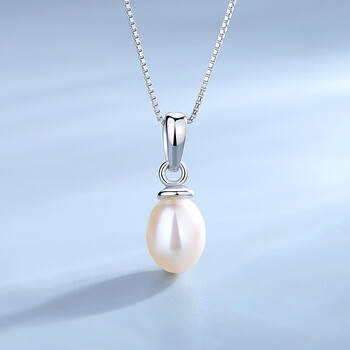 千弗s925水滴淡水珍珠玫瑰金项链女轻奢小众设计感吊坠送女友电白金色