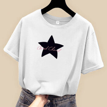 妈妈夏季百搭大码女装体恤衫2020新款上衣服ins潮白色星星l95115斤