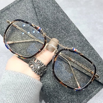 网红同款金属双梁镜框超轻全框链条朋克眼镜架素颜显瘦女初中生高中生