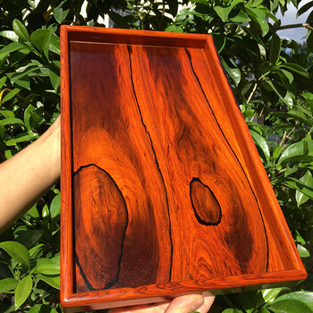 红酸枝文承盘红木长方托盘微凹黄檀漂亮复古方茶盘实木客厅果盘