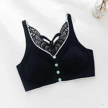 何小曼文胸女夏季无钢圈一片式内衣一片式冰丝舒适透气文胸黑色m8095