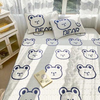 件套学生宿舍单人空调席新款冰丝席呆呆小熊09m床一个枕套180cmx200cm
