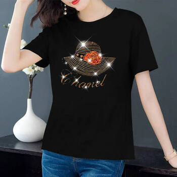 女士热天穿的大码短袖胖妹妹半袖春夏季黑色t恤女休闲宽松打底衫上衣