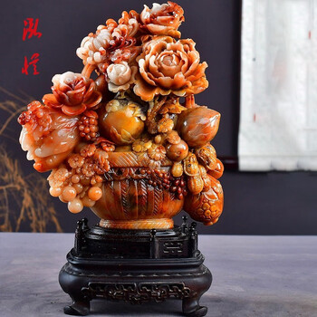 花开富贵花篮 福建寿山石手作雕刻工艺品摆件居家送礼礼品一物一拍商品下单前请咨询是否现货 图片价格品牌报价 京东
