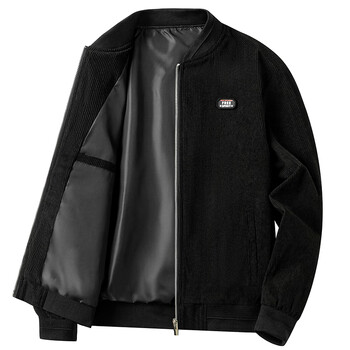 七匹狼灯芯绒外套男秋冬款纯色加厚茄克休闲中老年男装爸爸冬装加棉