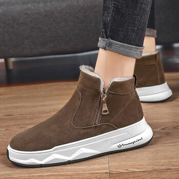 jeep冬季加绒大棉绒面防滑雪地靴男冬天男士加厚保暖中帮休闲棉鞋子