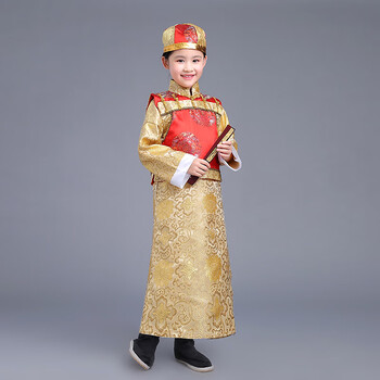 天】儿童古装男童清朝太子小皇帝满族少爷阿哥贝勒爷男孩古代演出服装