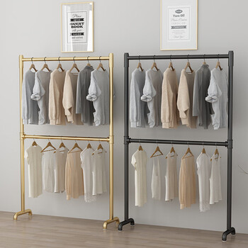 双层简易衣柜家用卧室出租房小型组装挂衣服收纳架子晾晒简约现代轻奢