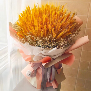 花芊茗大麦花束开业麦穗手提花篮干花花束抱抱桶上海北京深圳同城配送